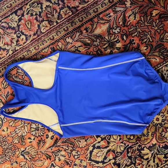 Lands' End Racerback Swimsuit US 14 Blue - Picture 4 of 7
